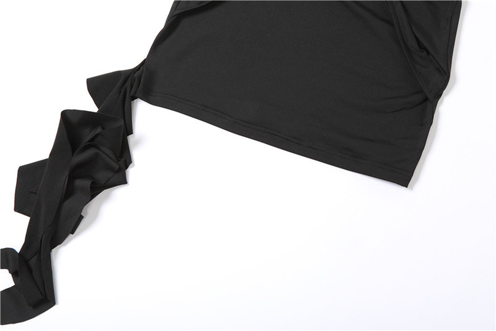 European and American Fashion & Trend Sexy Halter Backless Slim Fit Sheath Solid Color Dress