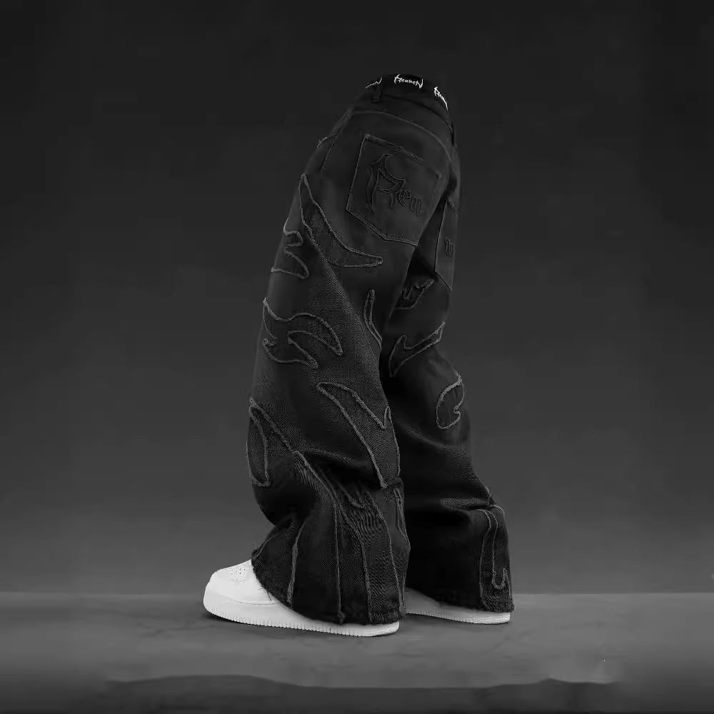 Retro Black Patchwork  Jeans