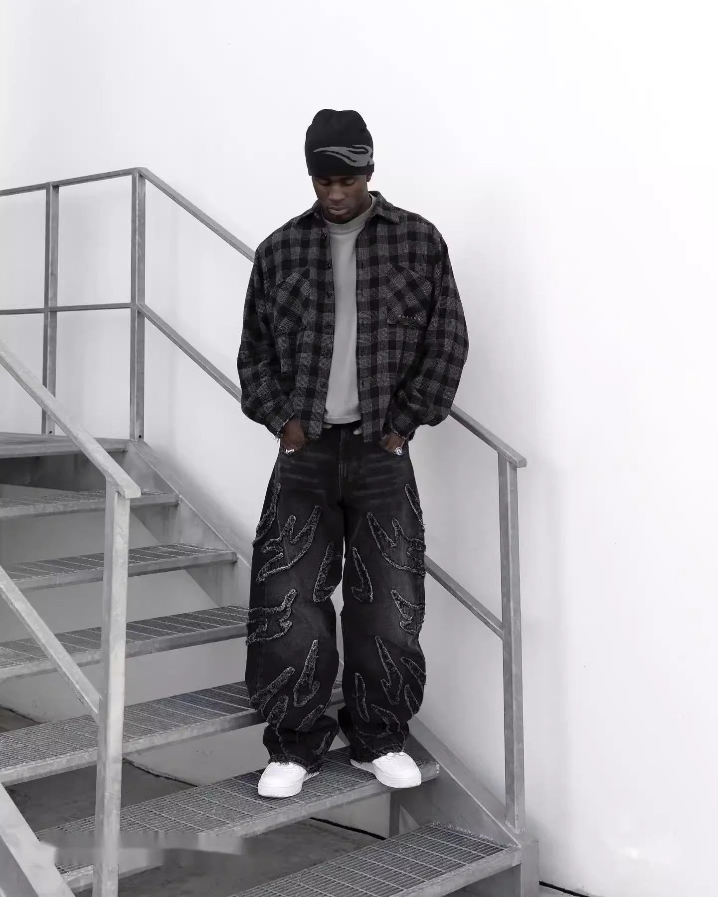 Retro Black Patchwork  Jeans