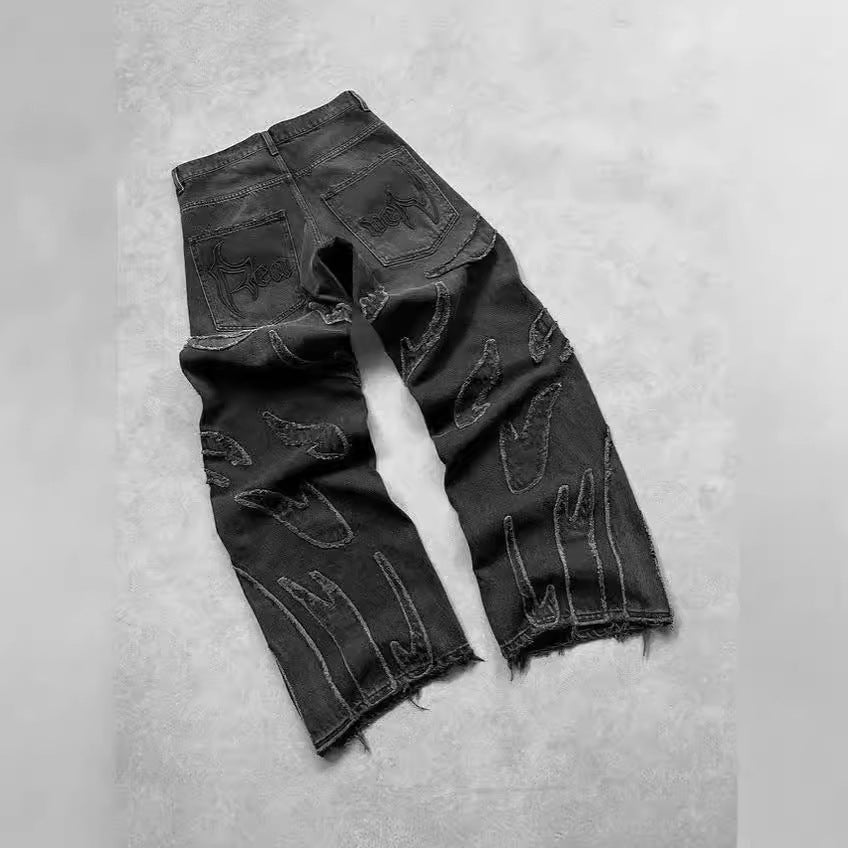 Retro Black Patchwork  Jeans