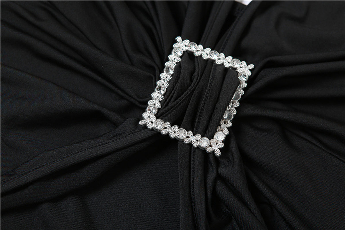 European and American Fashion & Trend Sexy Halter Backless Slim Fit Sheath Solid Color Dress