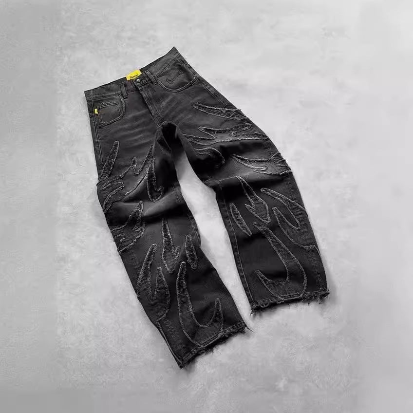 Retro Black Patchwork  Jeans