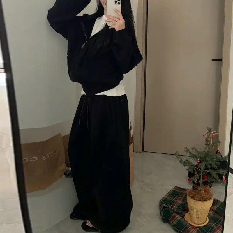 Retro Embroidered Double Waist loose Sweatpants 