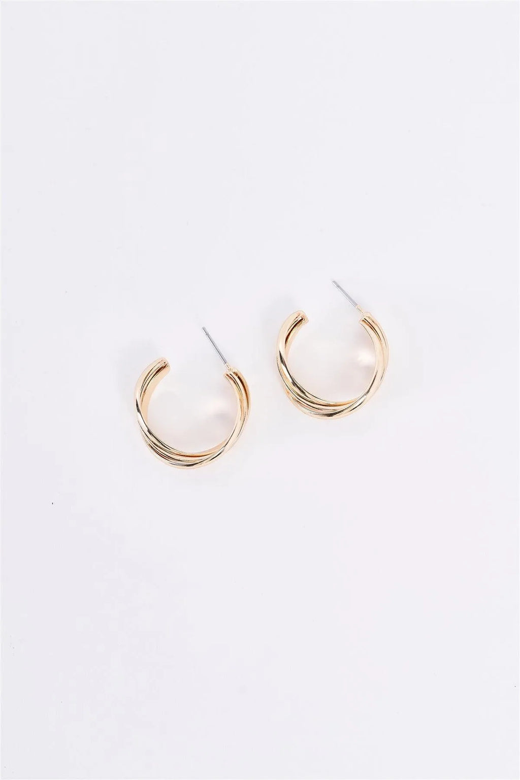 Gold Twisted Triple Small Hoop Earrings