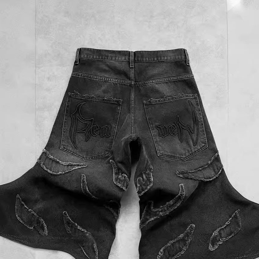 Retro Black Patchwork  Jeans