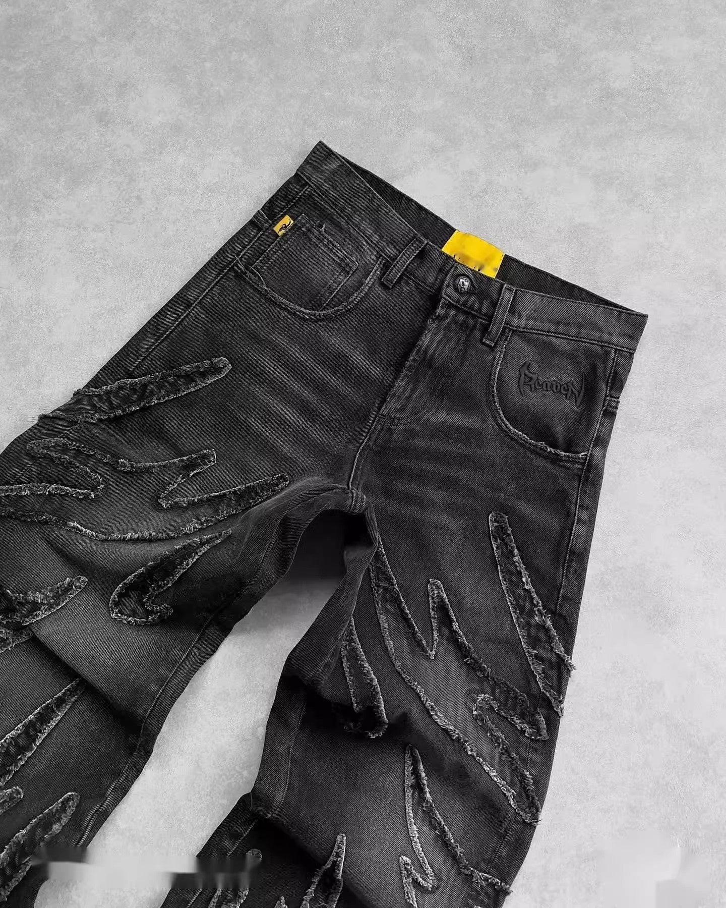Retro Black Patchwork  Jeans